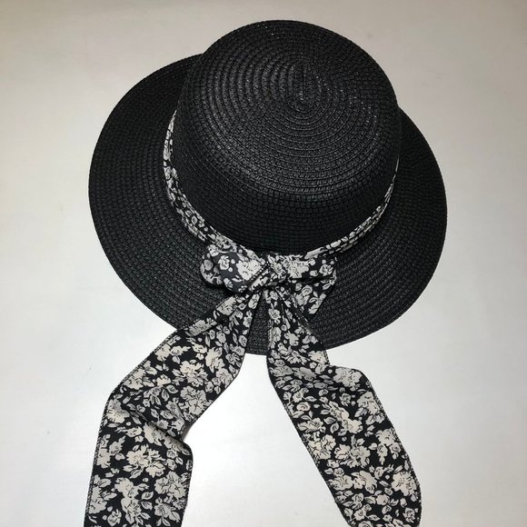 Beach Sun Hat Floral Ribbon Church Bow Women's Packable Cloche Paper SPF50 - Picture 4 of 13